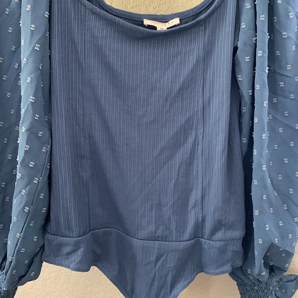 Boutique Promesa Blue Swiss Dot bodysuit - Picture 3 of 9